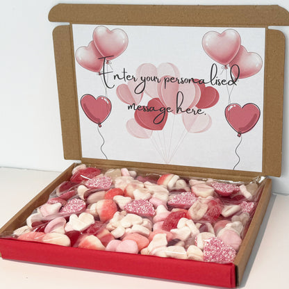 Personalised Heart Balloons Valentine's Day Sweet Gift Box