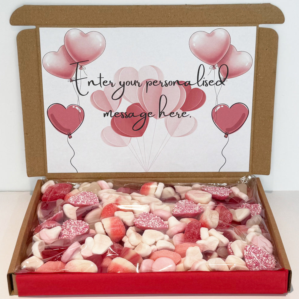 Personalised Heart Balloons Valentine's Day Sweet Gift Box