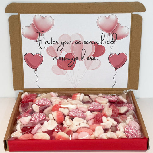 Personalised Heart Balloons Valentine's Day Sweet Gift Box
