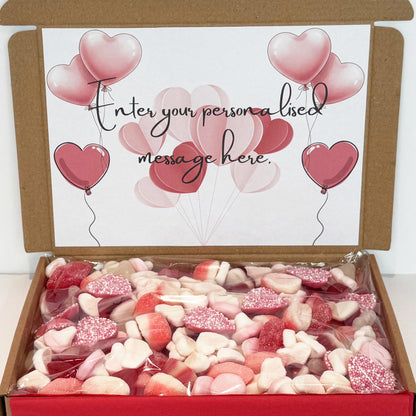 Personalised Heart Balloons Valentine's Day Sweet Gift Box