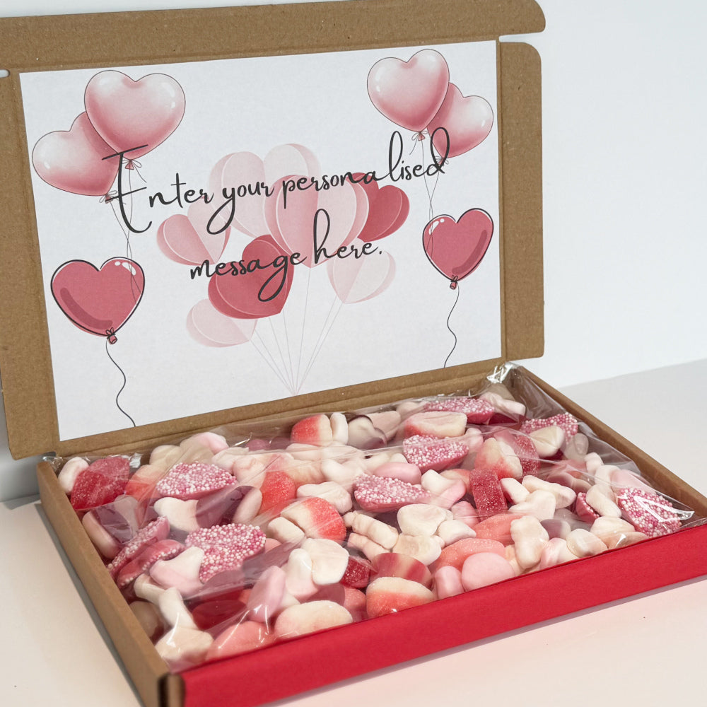 Personalised Heart Balloons Valentine's Day Sweet Gift Box