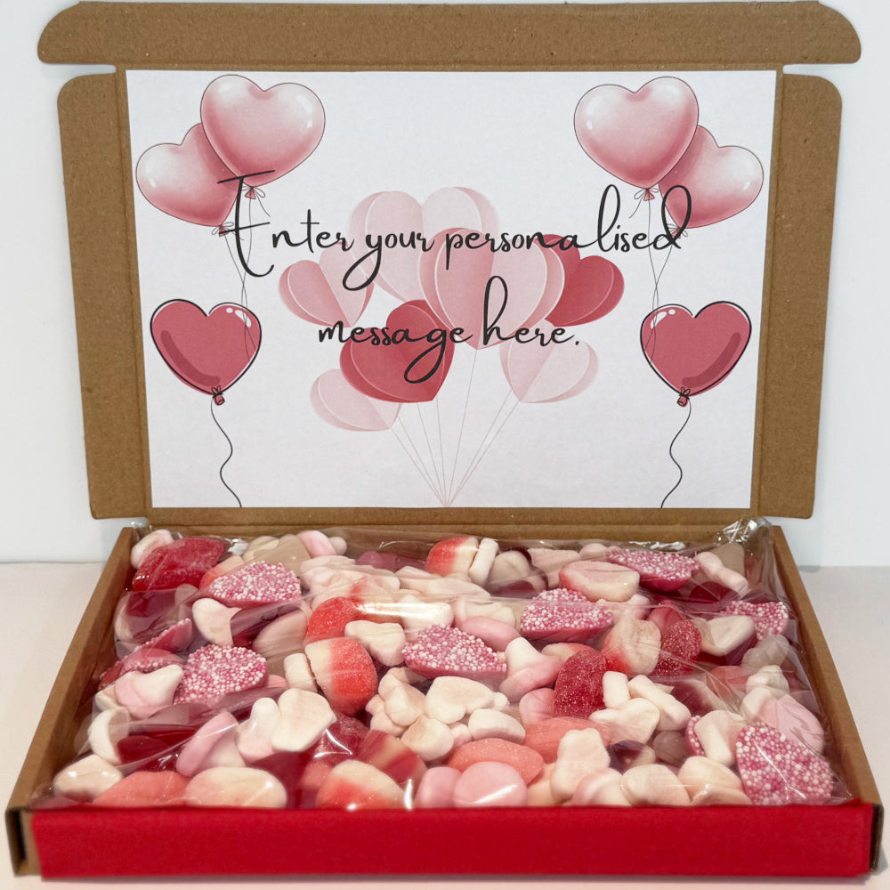 Personalised Heart Balloons Valentine's Day Sweet Gift Box
