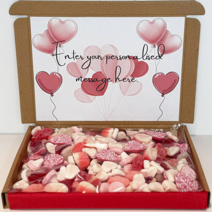Personalised Heart Balloons Valentine's Day Sweet Gift Box