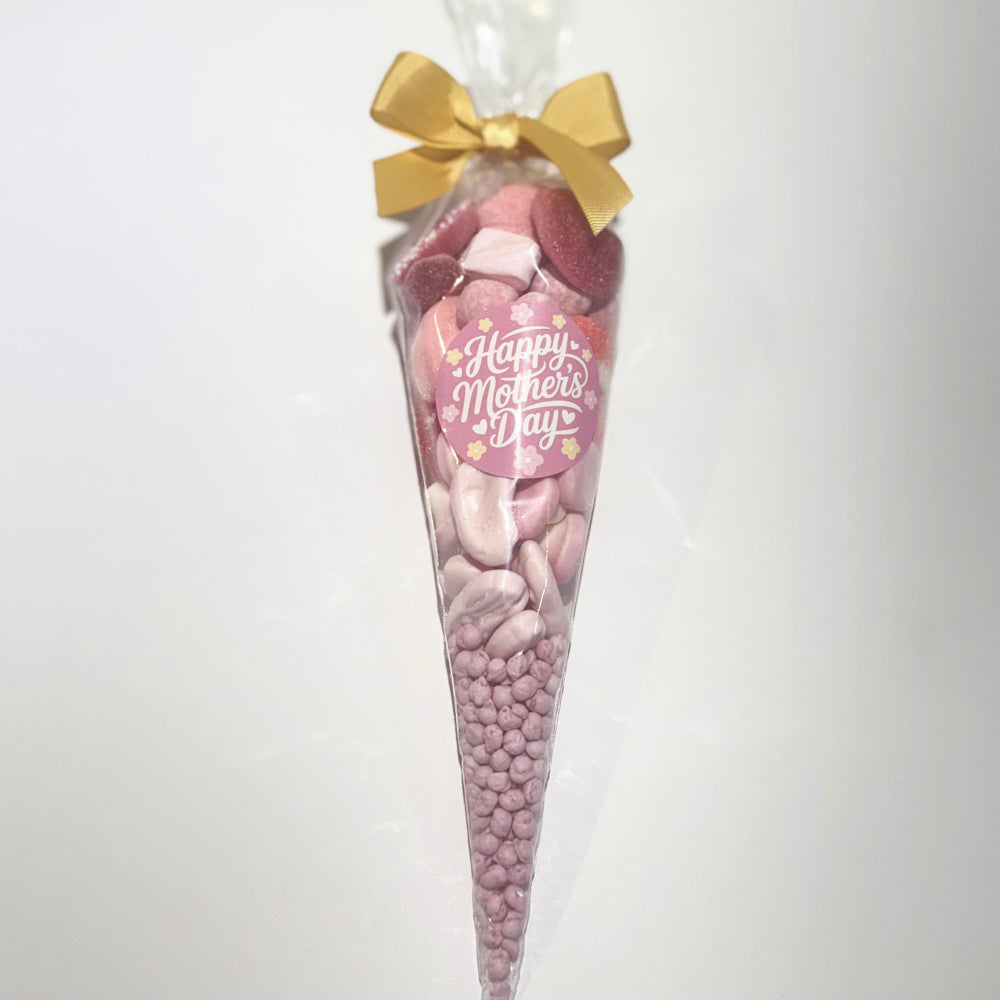 Premium Large Mother's Day Sweet Cone - Hearts and Flowers