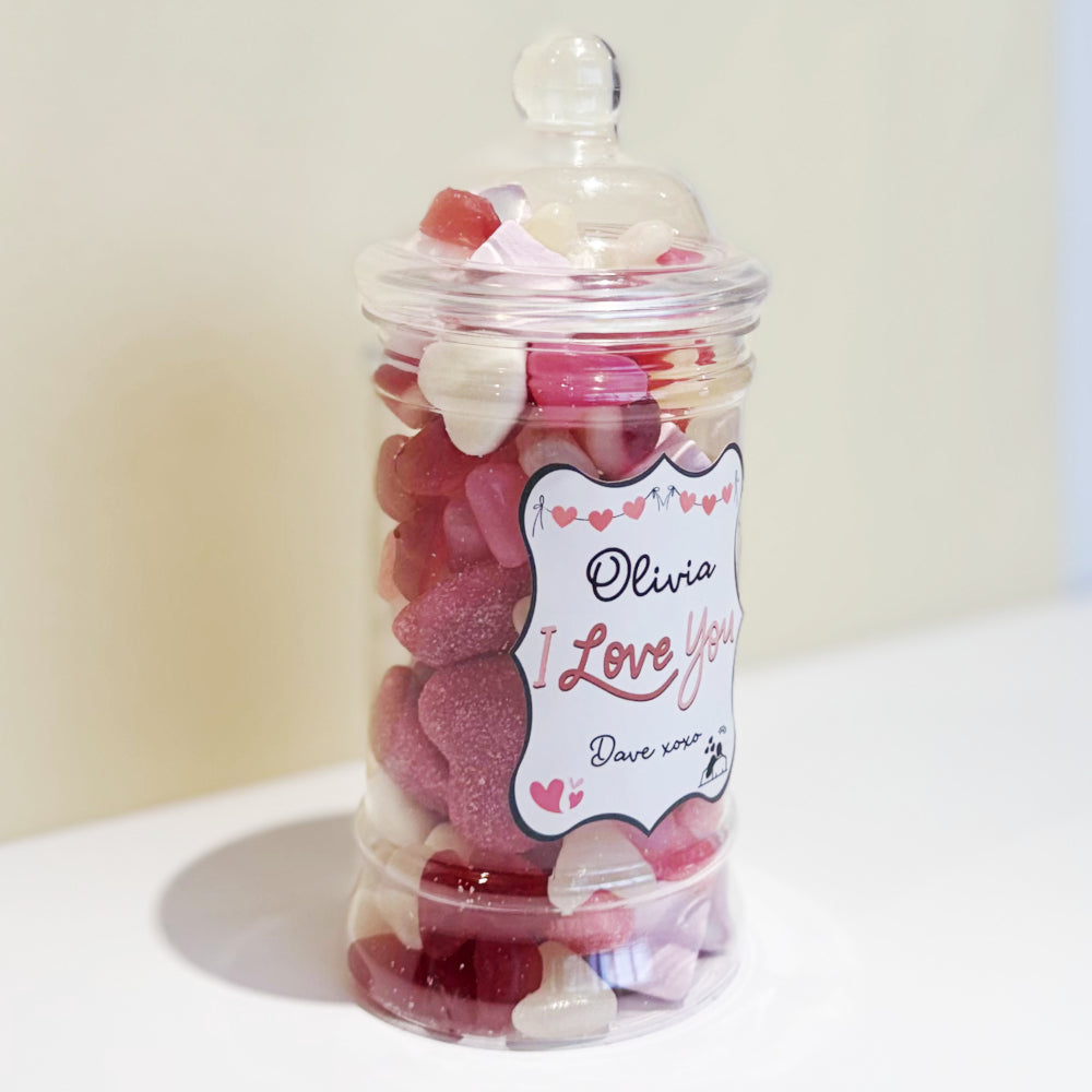 Personalised Valentines Day Sweets Mix in a Victorian Jar - I Love You