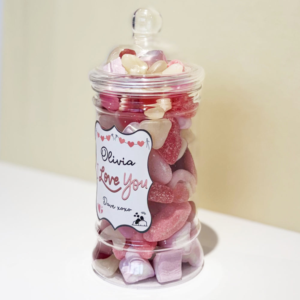 Personalised Valentines Day Sweets Mix in a Victorian Jar - I Love You
