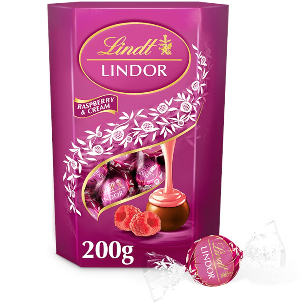 Lindt Lindor Raspberry & Cream Chocolate Truffles Box 200gm