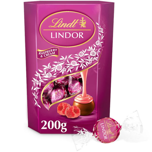 Lindt Lindor Raspberry & Cream Chocolate Truffles Box 200gm