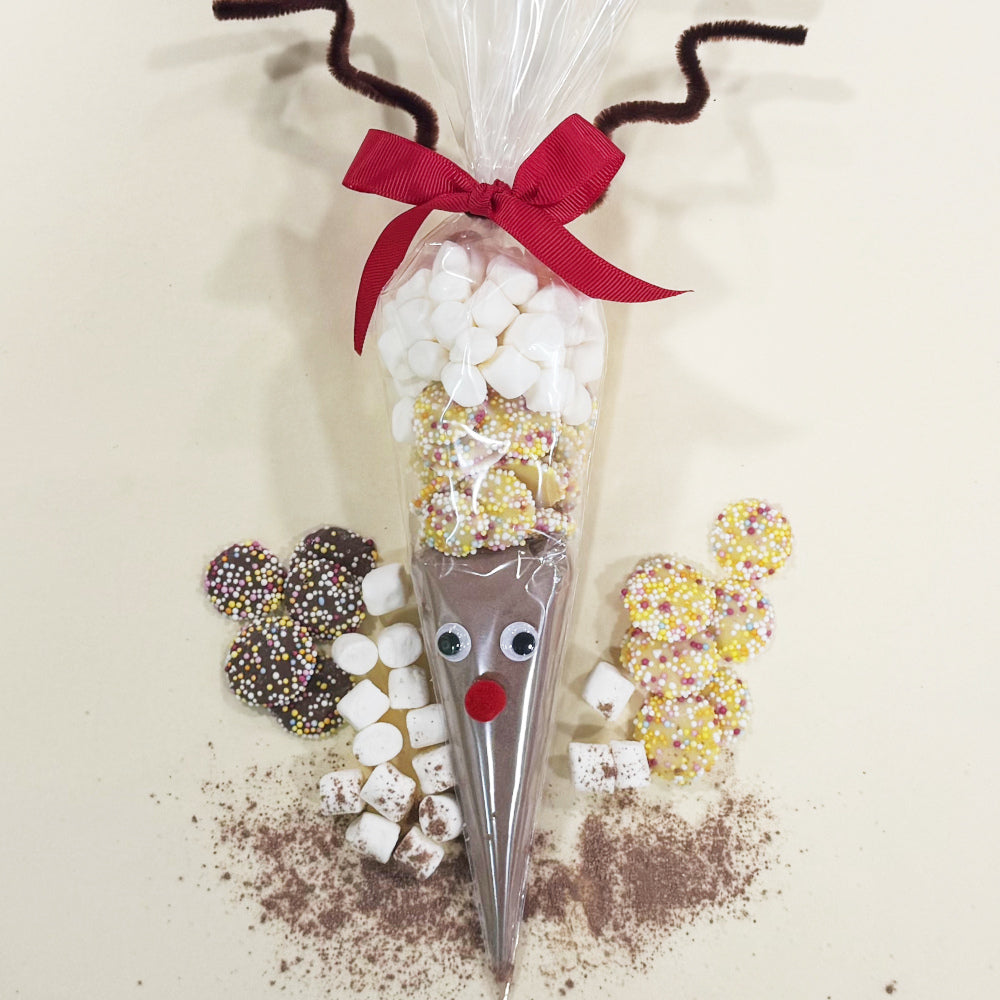 Christmas Reindeer Hot Chocolate Cone - Chocolate Snowies