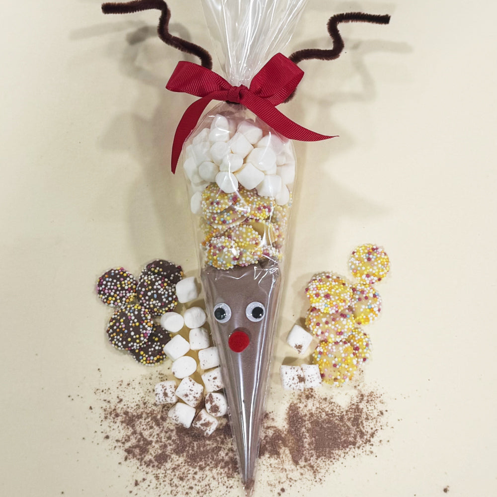 Christmas Reindeer Hot Chocolate Cone - Chocolate Snowies