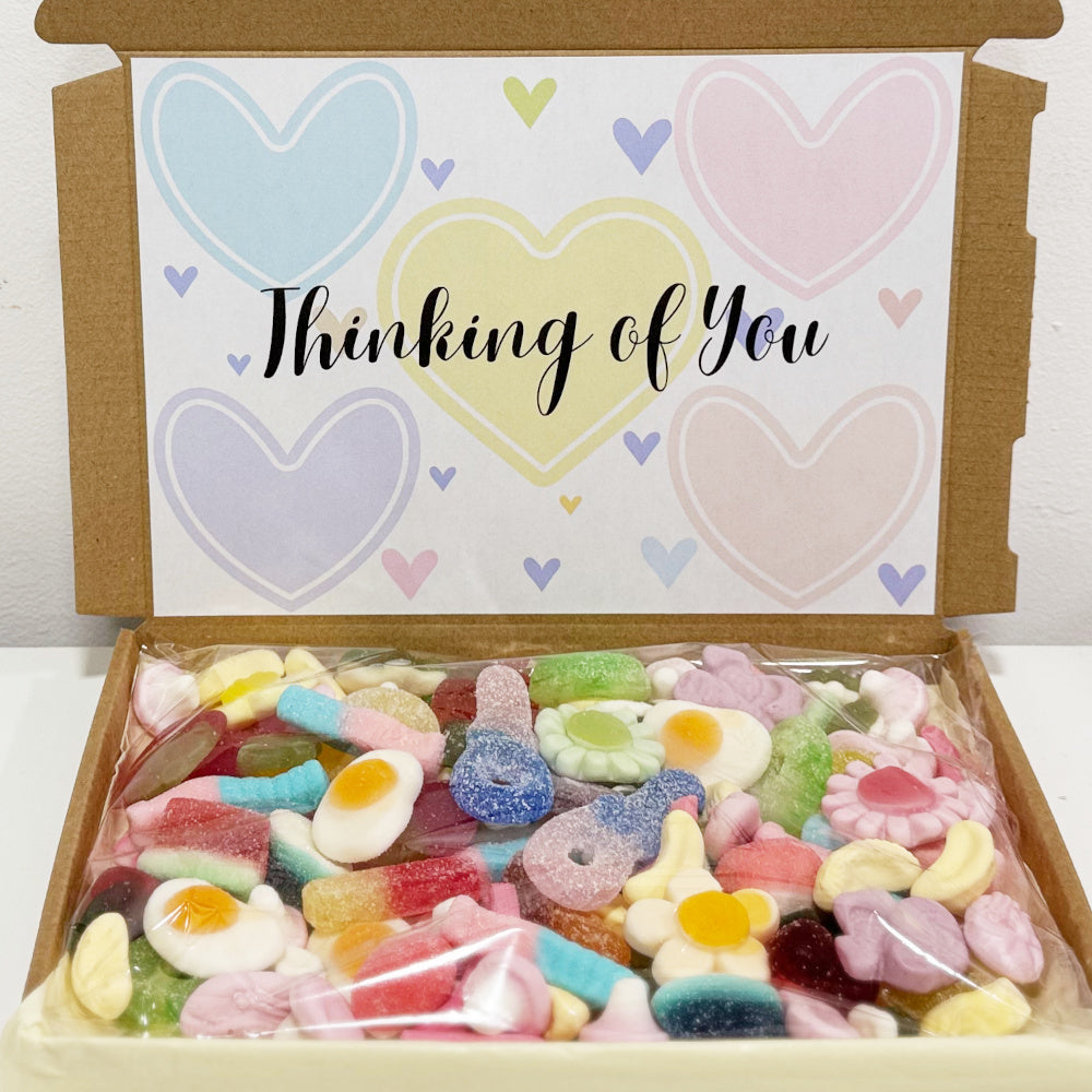 Personalised Thinking of You Pastel Hearts Sweet Box