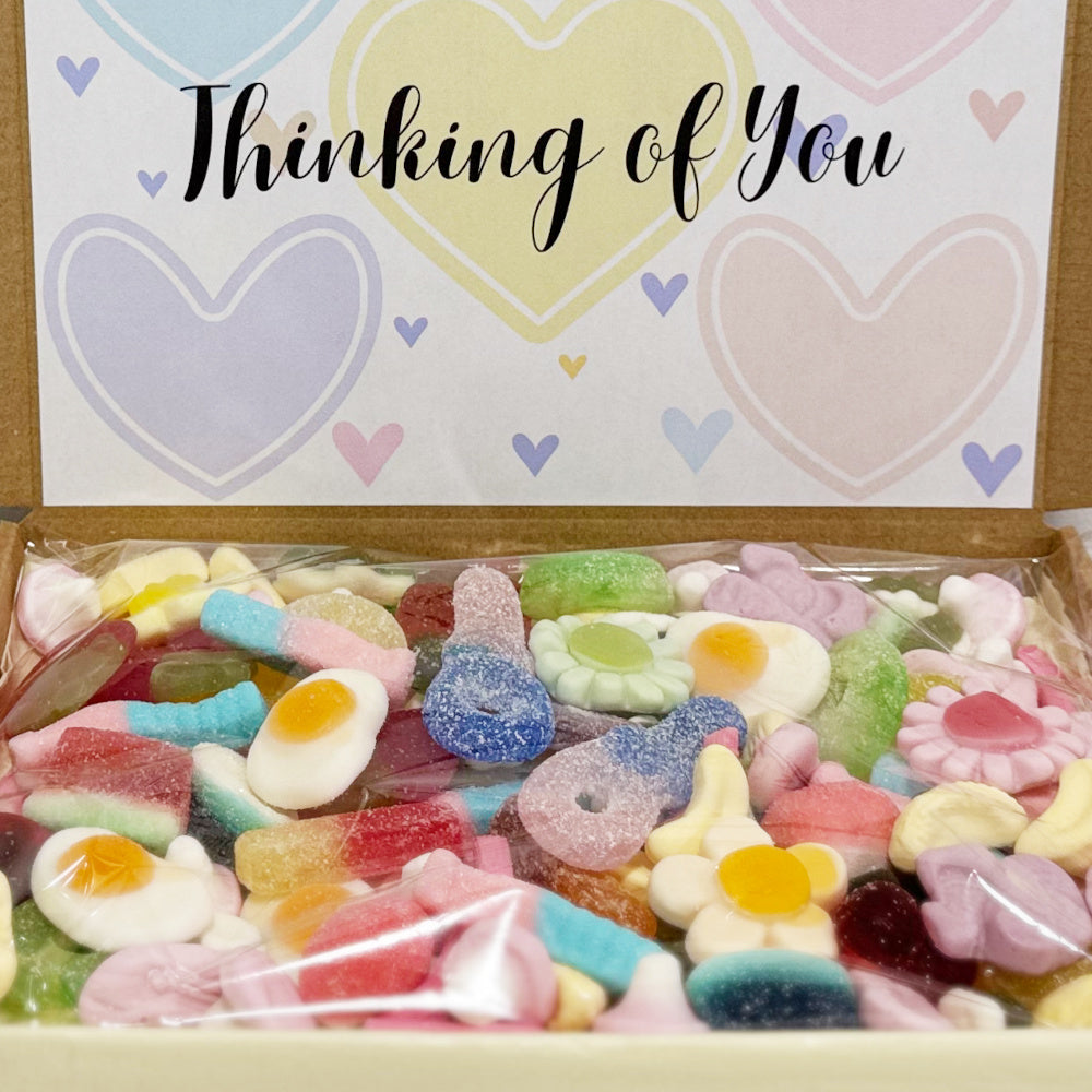 Personalised Thinking of You Pastel Hearts Sweet Box
