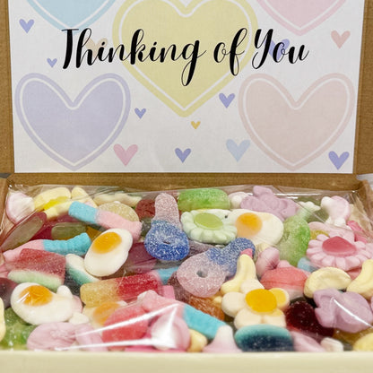 Personalised Thinking of You Pastel Hearts Sweet Box