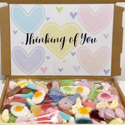 Personalised Thinking of You Pastel Hearts Sweet Box