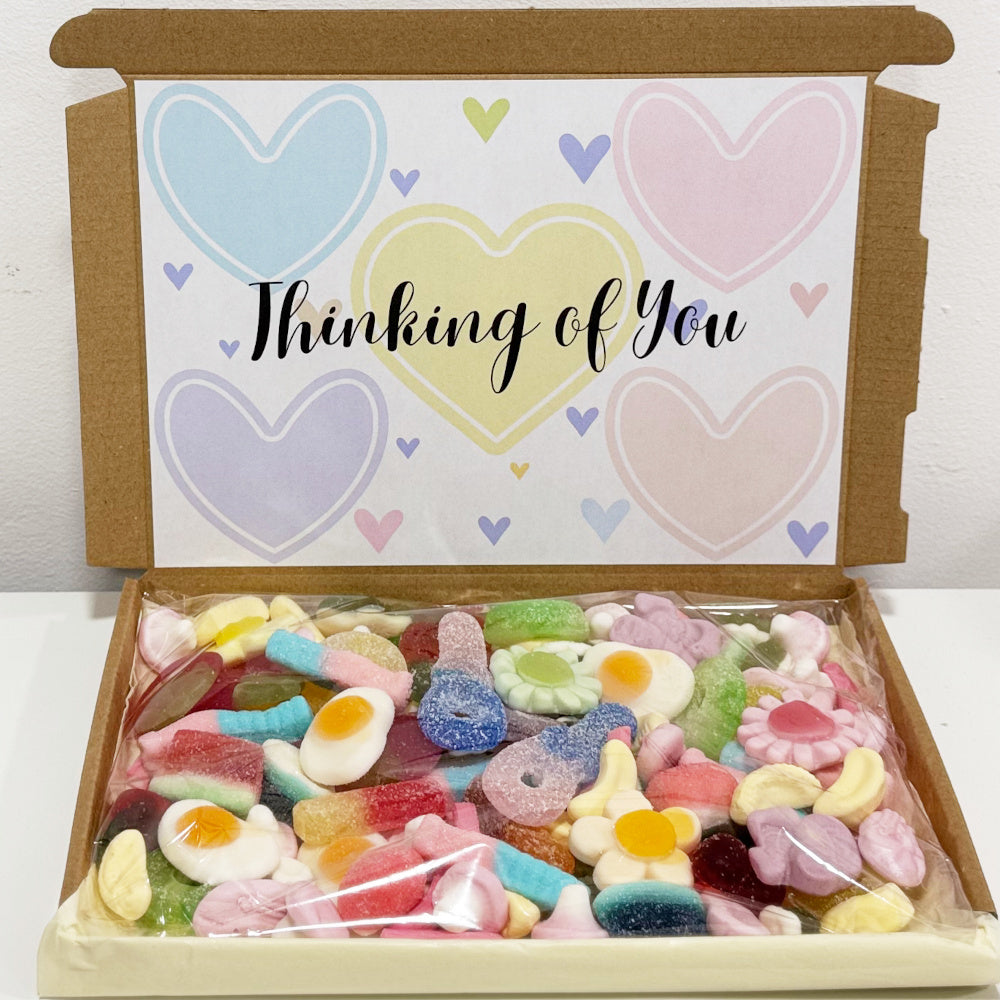 Personalised Thinking of You Pastel Hearts Sweet Box