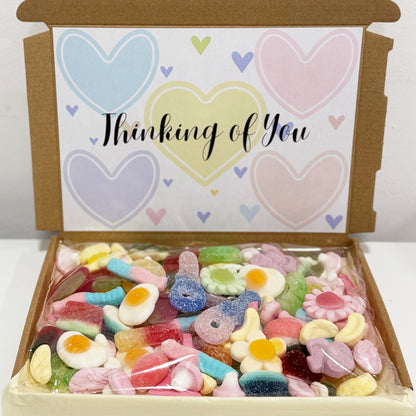 Personalised Thinking of You Pastel Hearts Sweet Box